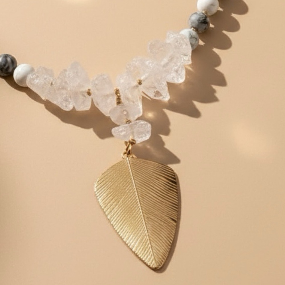 TERRA GEMMS Vault Series White Quartz Nugget Picasso Jasper Collectible Necklace - Picture 5 of 6